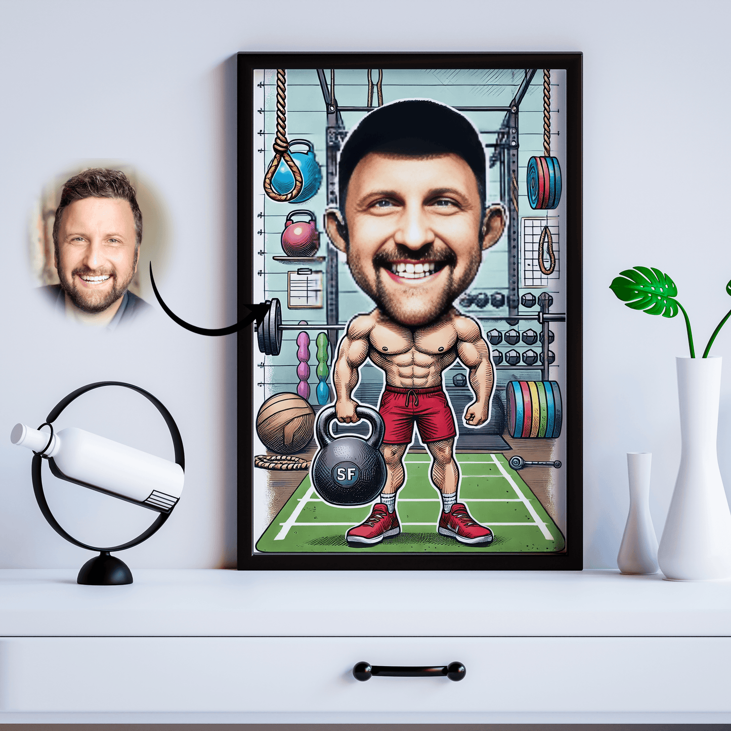 Custom Caricature Man - Fun Custom Workout Drawing - Personalized Bodybuilder Art for Gym Lovers, Trainers, and Fitness Enthusiasts - Drawings From Life #